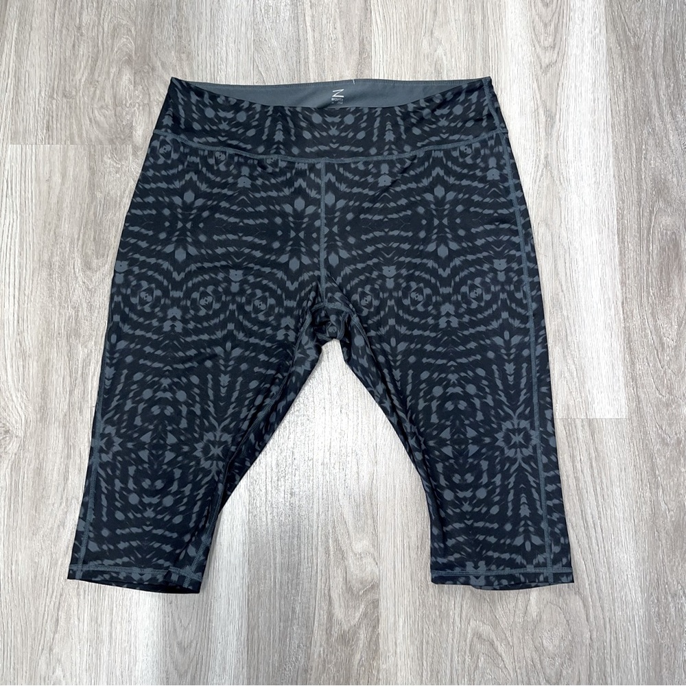 Z By Zella 3X Cropped Athletic Sports Pants Grey Black Print